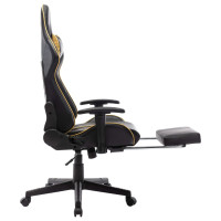Produktbild för Gamingstol med fotstöd svart och guld konstläder