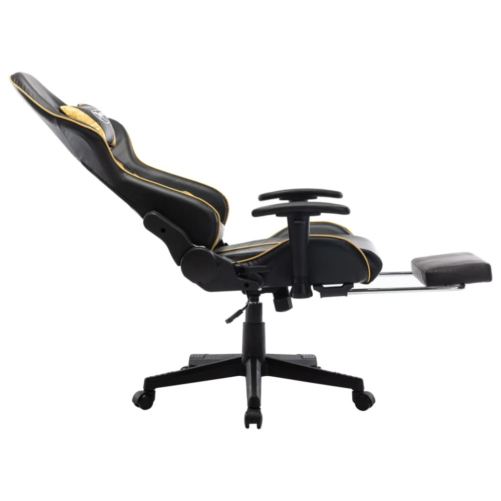 Produktbild för Gamingstol med fotstöd svart och guld konstläder