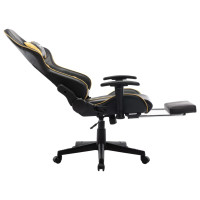 Produktbild för Gamingstol med fotstöd svart och guld konstläder