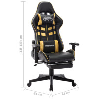 Produktbild för Gamingstol med fotstöd svart och guld konstläder
