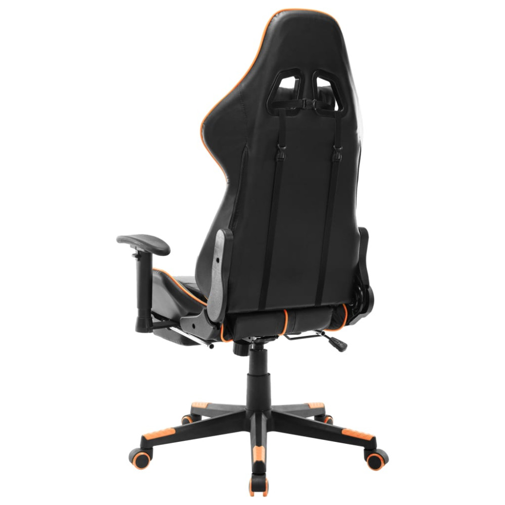 Produktbild för Gamingstol med fotstöd svart och orange konstläder