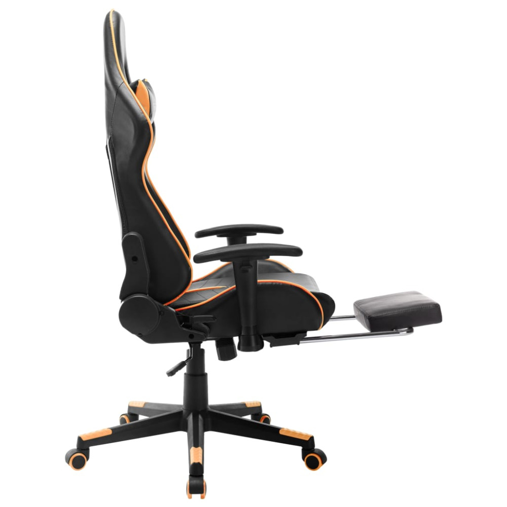 Produktbild för Gamingstol med fotstöd svart och orange konstläder