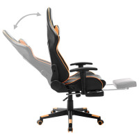 Produktbild för Gamingstol med fotstöd svart och orange konstläder