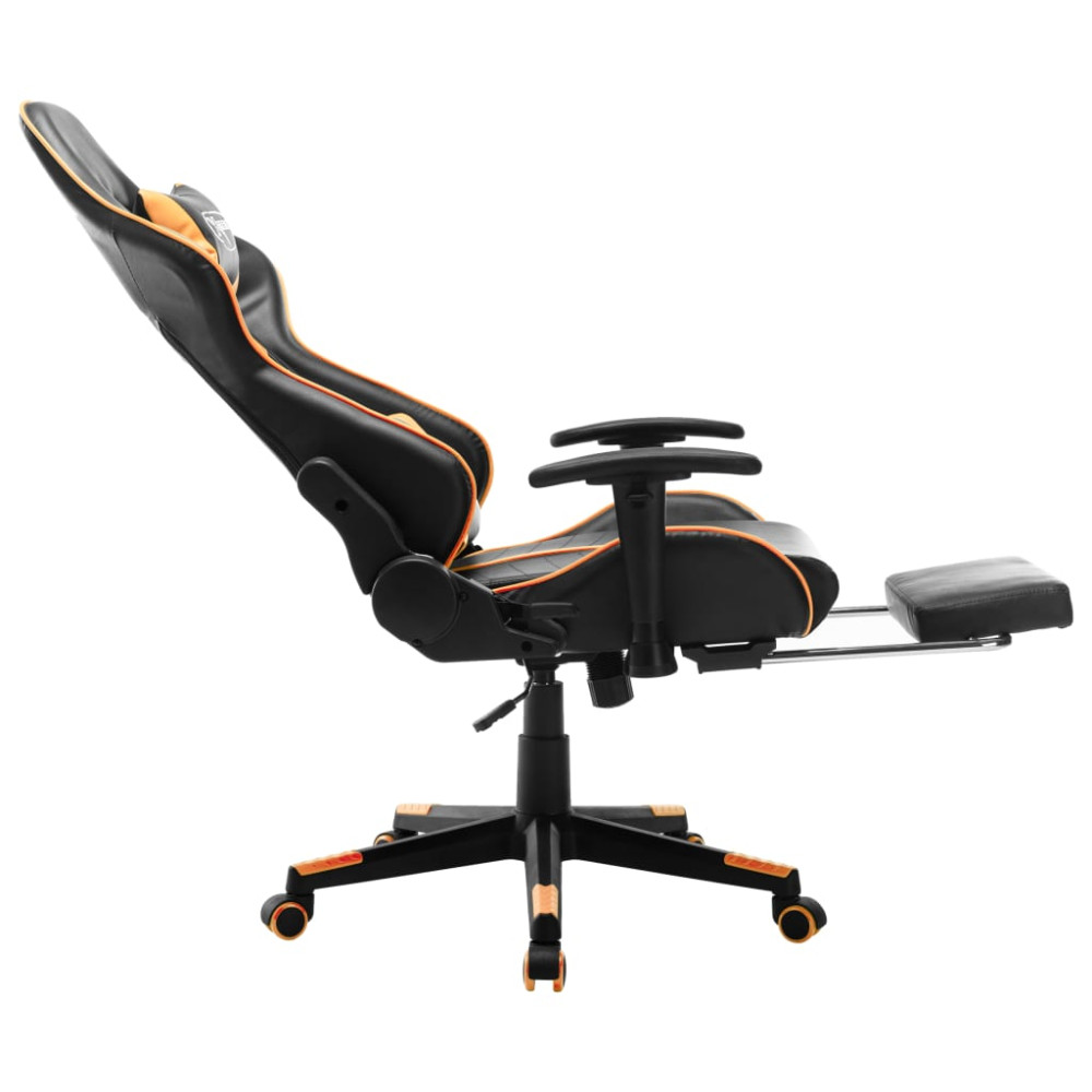Produktbild för Gamingstol med fotstöd svart och orange konstläder