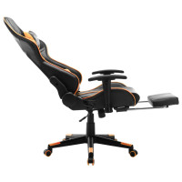 Produktbild för Gamingstol med fotstöd svart och orange konstläder