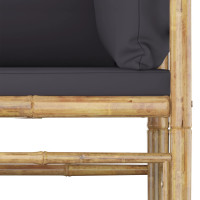 Produktbild för Hörnsoffa med mörkgråa dynor bambu