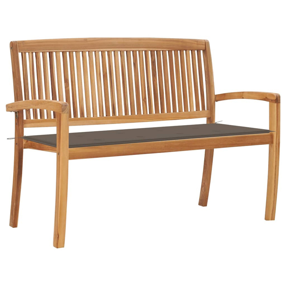 Produktbild för Stapelbar trädgårdsbänk med dyna 128,5 cm massiv teak