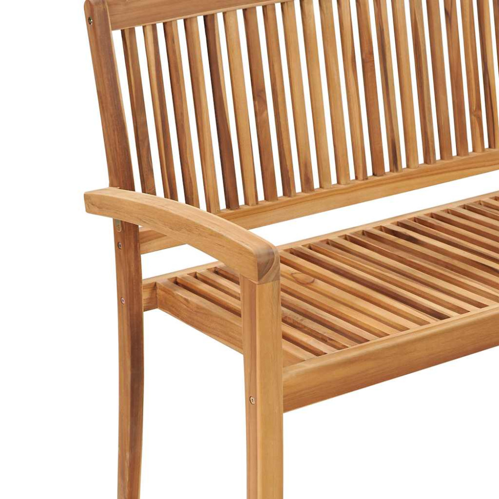 Produktbild för Stapelbar trädgårdsbänk med dyna 128,5 cm massiv teak