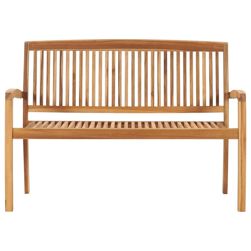 Produktbild för Stapelbar trädgårdsbänk med dyna 128,5 cm massiv teak