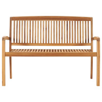 Produktbild för Stapelbar trädgårdsbänk med dyna 128,5 cm massiv teak