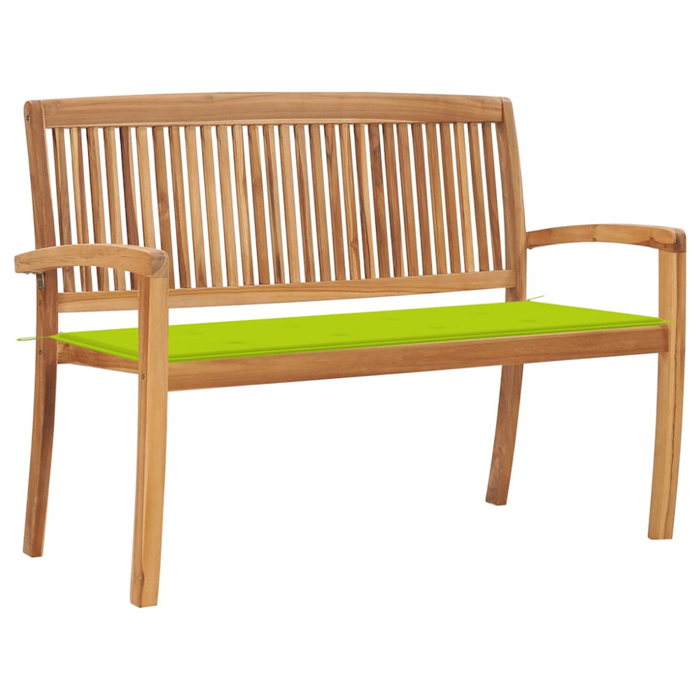 Produktbild för Stapelbar trädgårdsbänk med dyna 128,5 cm massiv teak