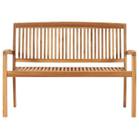Produktbild för Stapelbar trädgårdsbänk med dyna 128,5 cm massiv teak