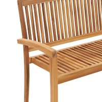 Produktbild för Stapelbar trädgårdsbänk med dyna 128,5 cm massiv teak