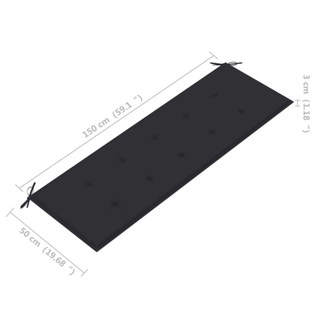 Produktbild för Stapelbar trädgårdsbänk med dyna 159 cm massiv teak