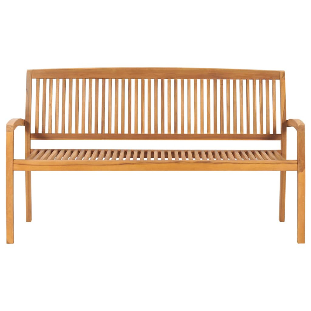 Produktbild för Stapelbar trädgårdsbänk med dyna 159 cm massiv teak