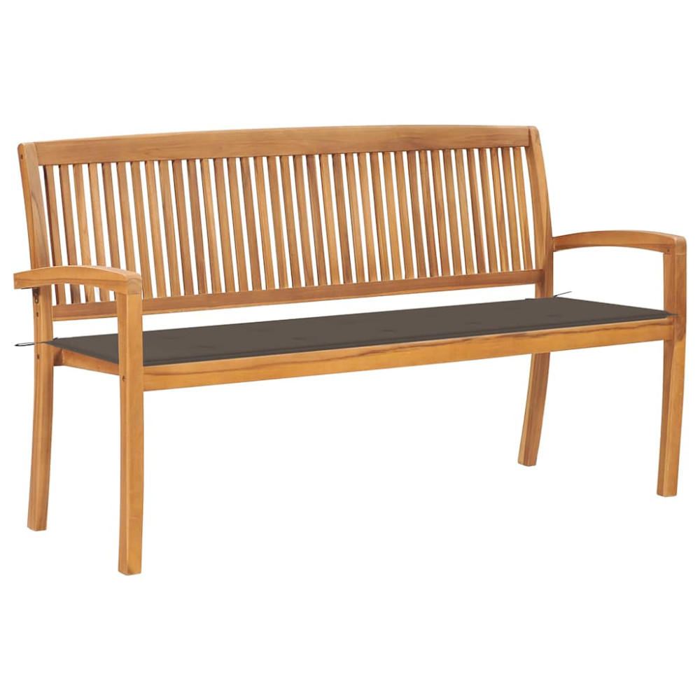 Produktbild för Stapelbar trädgårdsbänk med dyna 159 cm massiv teak