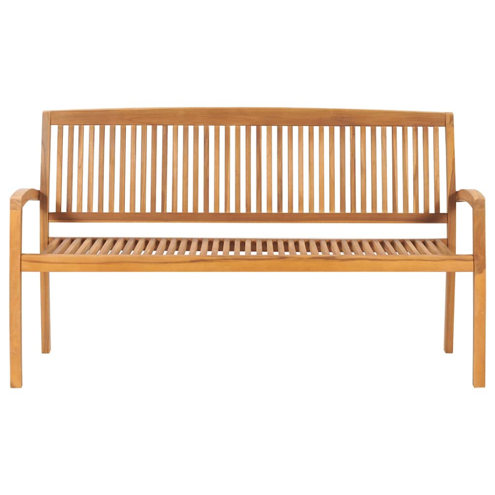 Produktbild för Stapelbar trädgårdsbänk med dyna 159 cm massiv teak