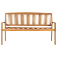 Produktbild för Stapelbar trädgårdsbänk med dyna 159 cm massiv teak