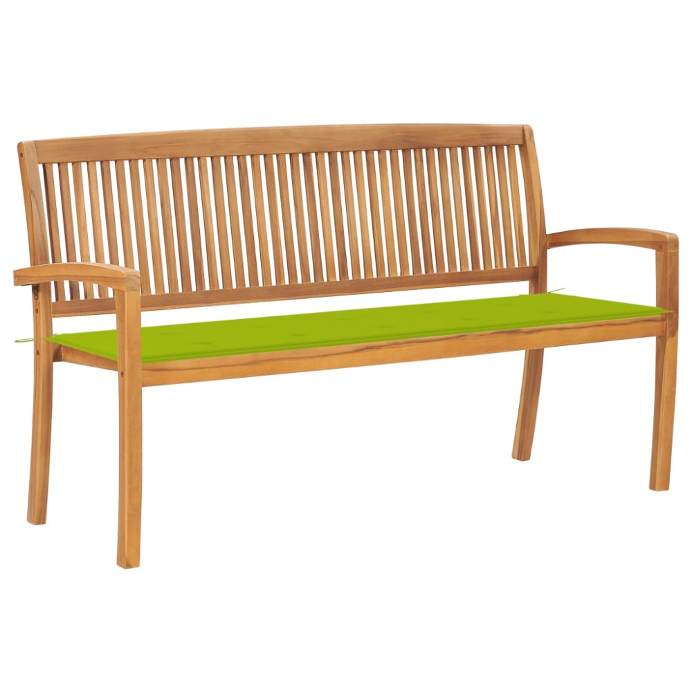 Produktbild för Stapelbar trädgårdsbänk med dyna 159 cm massiv teak
