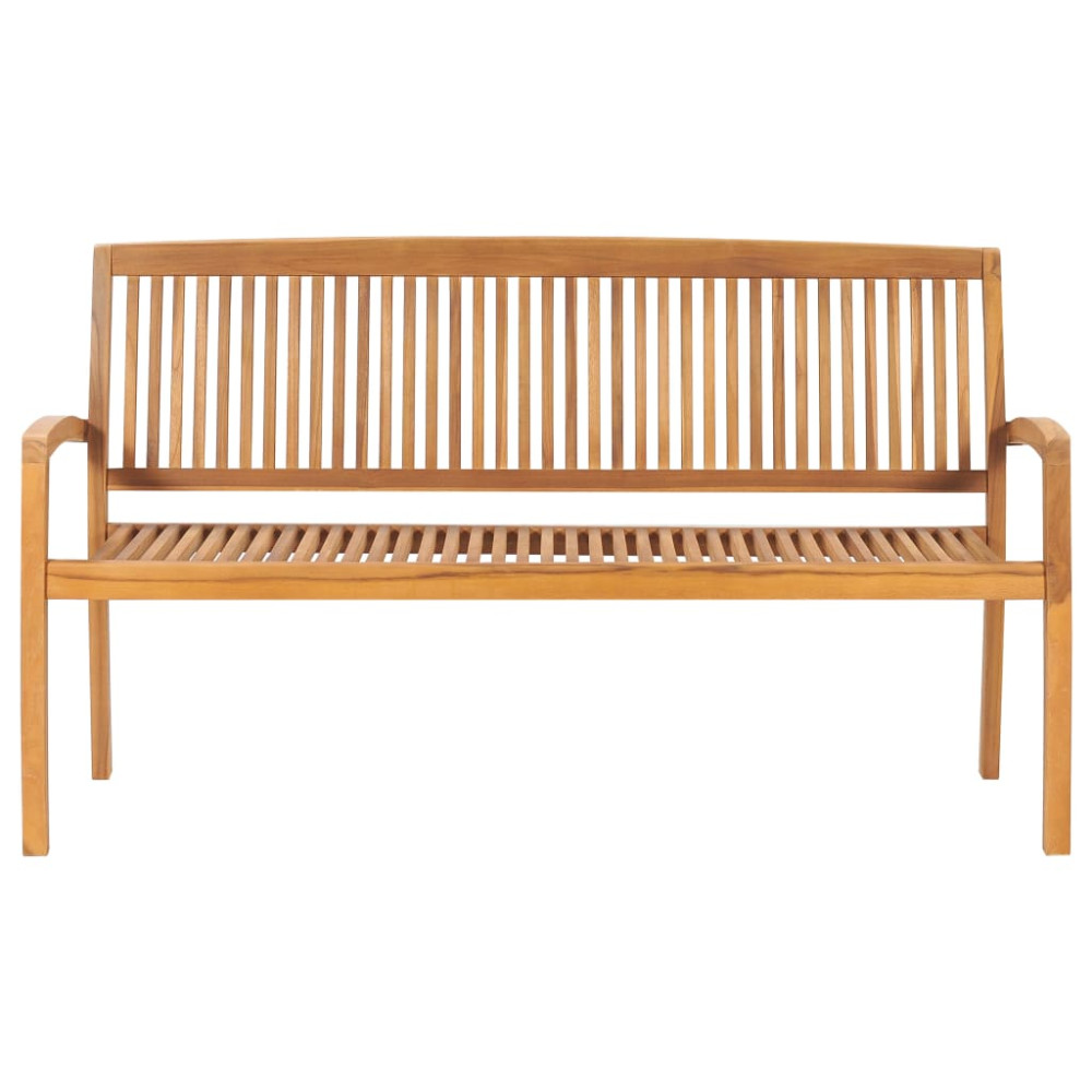 Produktbild för Stapelbar trädgårdsbänk med dyna 159 cm massiv teak