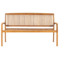 Produktbild för Stapelbar trädgårdsbänk med dyna 159 cm massiv teak