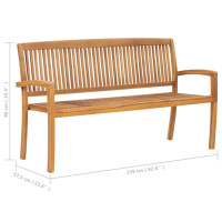 Produktbild för Stapelbar trädgårdsbänk med dyna 159 cm massiv teak