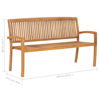 Produktbild för Stapelbar trädgårdsbänk med dyna 159 cm massiv teak