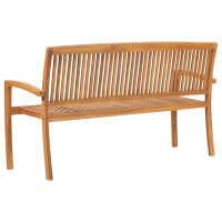 Produktbild för Stapelbar trädgårdsbänk med dyna 159 cm massiv teak