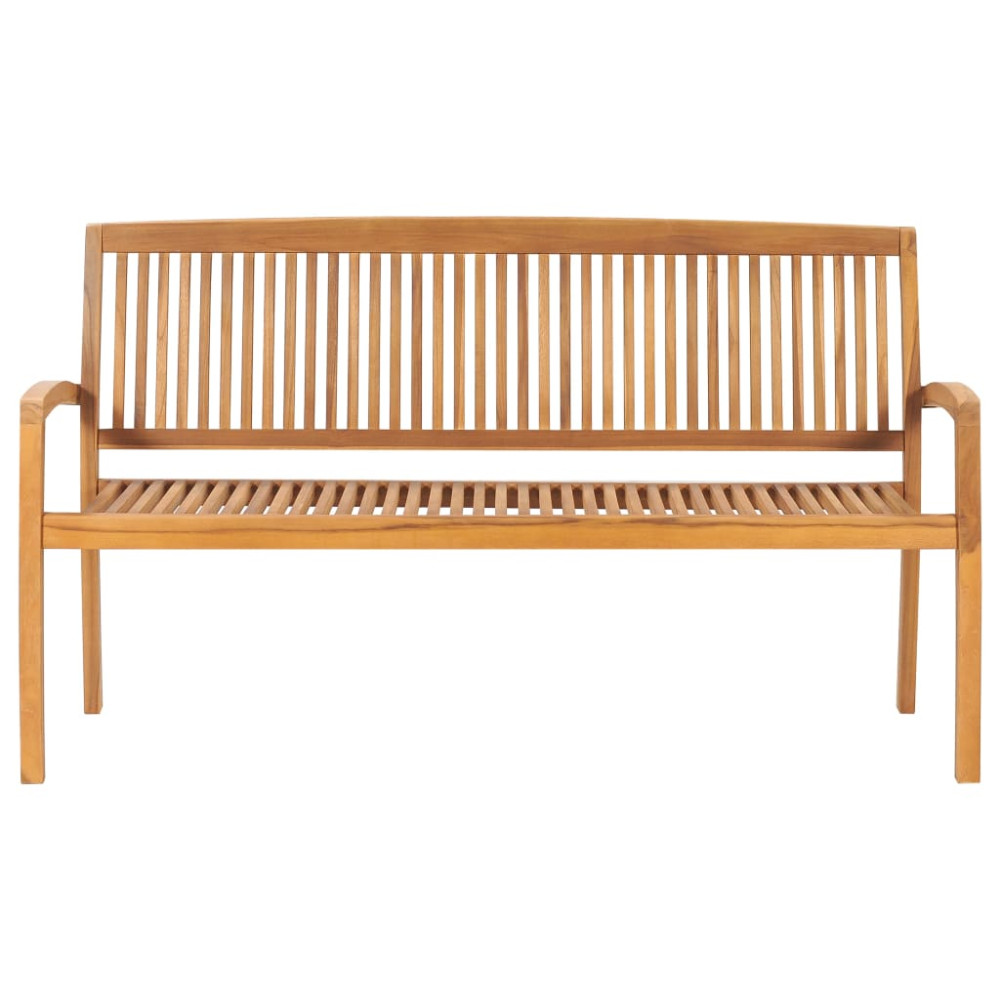 Produktbild för Stapelbar trädgårdsbänk med dyna 159 cm massiv teak