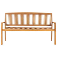 Produktbild för Stapelbar trädgårdsbänk med dyna 159 cm massiv teak