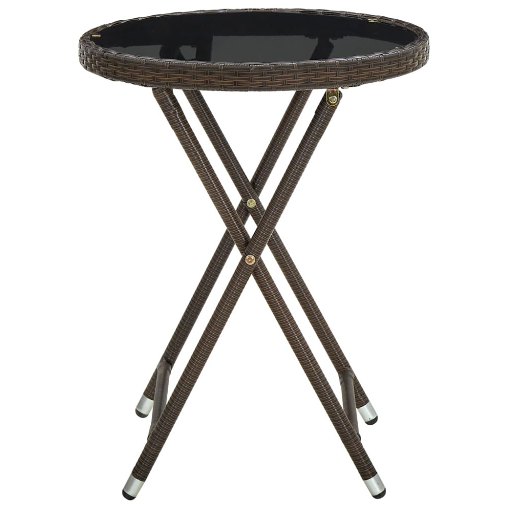 Produktbild för Soffbord brun 60 cm konstrotting och härdat glas