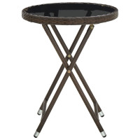 Produktbild för Soffbord brun 60 cm konstrotting och härdat glas