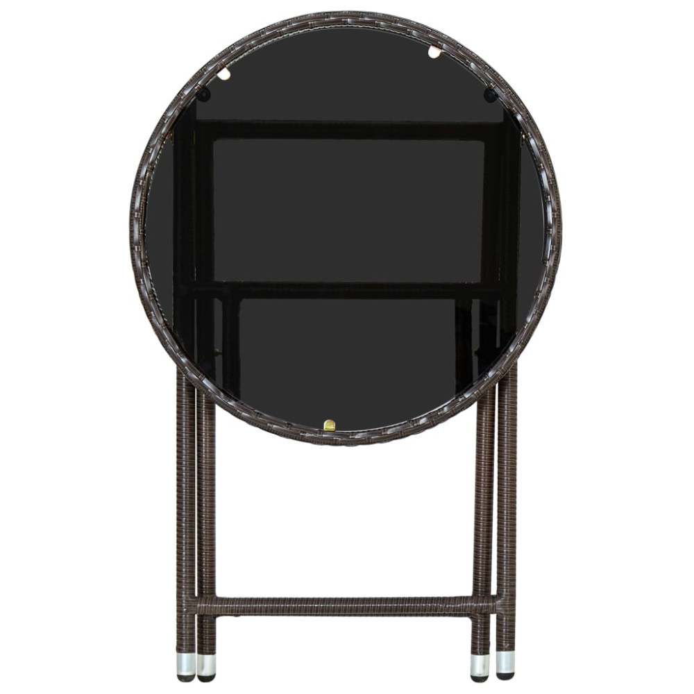 Produktbild för Soffbord brun 60 cm konstrotting och härdat glas
