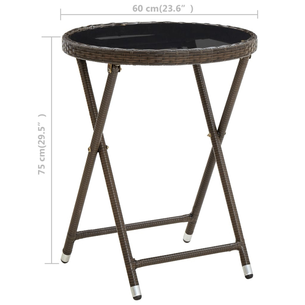 Produktbild för Soffbord brun 60 cm konstrotting och härdat glas