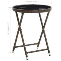 Produktbild för Soffbord brun 60 cm konstrotting och härdat glas