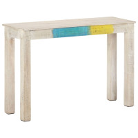 Produktbild för Avlastningsbord vit 115x35x77 cm grovt mangoträ