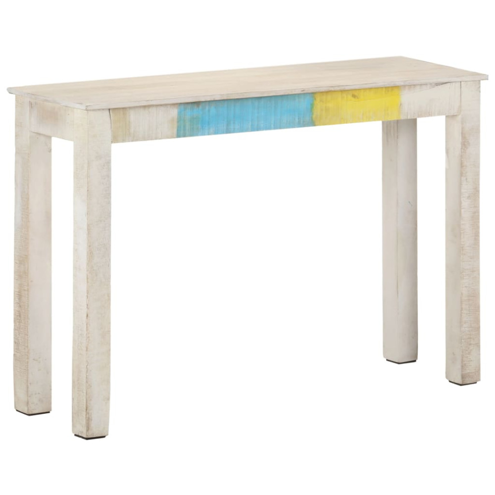 Produktbild för Avlastningsbord vit 115x35x77 cm grovt mangoträ