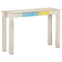 Produktbild för Avlastningsbord vit 115x35x77 cm grovt mangoträ