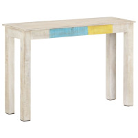 Produktbild för Avlastningsbord vit 115x35x77 cm grovt mangoträ