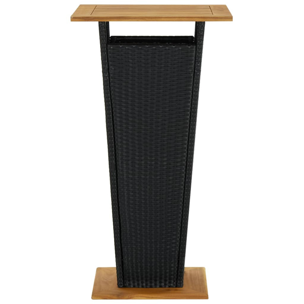 Produktbild för Barbord svart 60x60x110 cm konstrotting och massivt akaciaträ