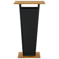 Produktbild för Barbord svart 60x60x110 cm konstrotting och massivt akaciaträ