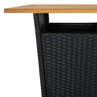 Produktbild för Barbord svart 60x60x110 cm konstrotting och massivt akaciaträ
