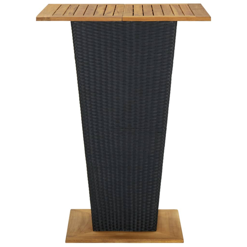 Produktbild för Barbord svart 80x80x110 cm konstrotting och massivt akaciaträ