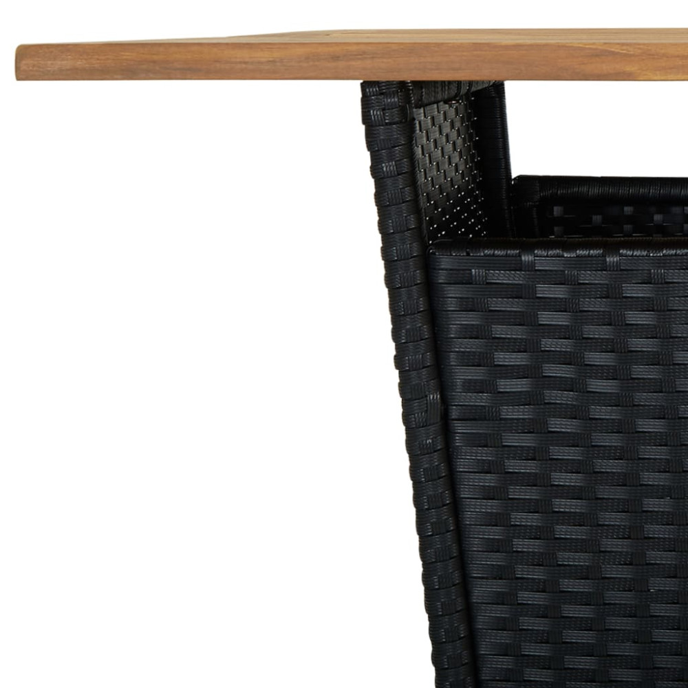 Produktbild för Barbord svart 80x80x110 cm konstrotting och massivt akaciaträ