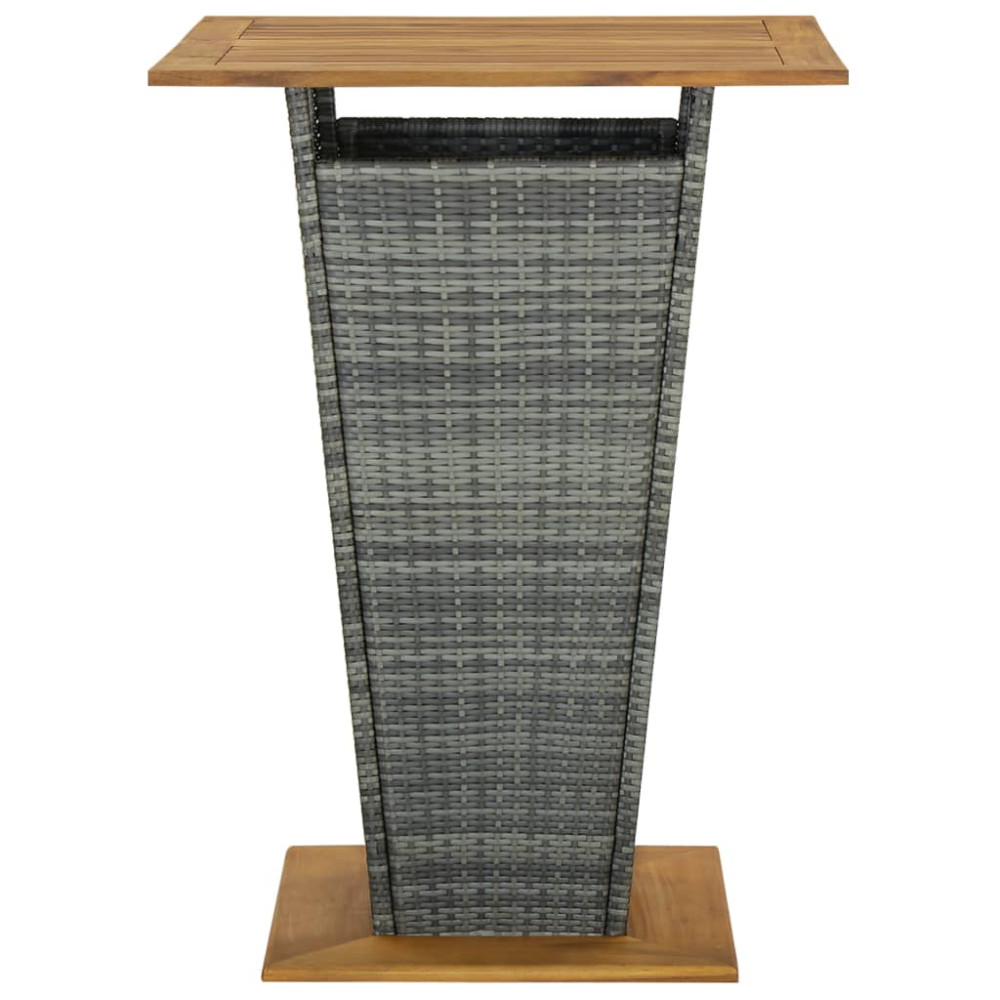 Produktbild för Barbord grå 80x80x110 cm konstrotting och massivt akaciaträ