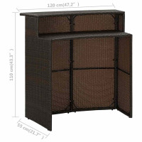 Produktbild för Barbord för trädgård brun 120x55x110 cm konstrotting