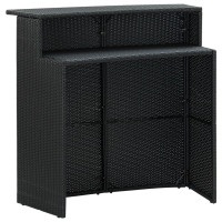 Produktbild för Barbord för trädgård svart 120x55x110 cm konstrotting