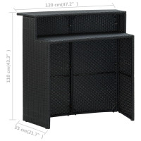 Produktbild för Barbord för trädgård svart 120x55x110 cm konstrotting