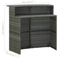 Produktbild för Barbord för trädgård grå 120x55x110 cm konstrotting