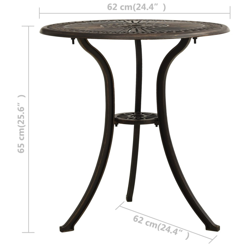 Produktbild för Trädgårdsbord brons 62x62x65 cm gjuten aluminium